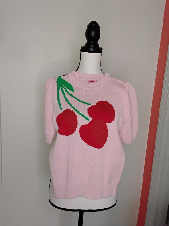 kate spade Sweaters - NWOT kate spade Pink Short-Sleeve Sweater with Red Cherry Motif